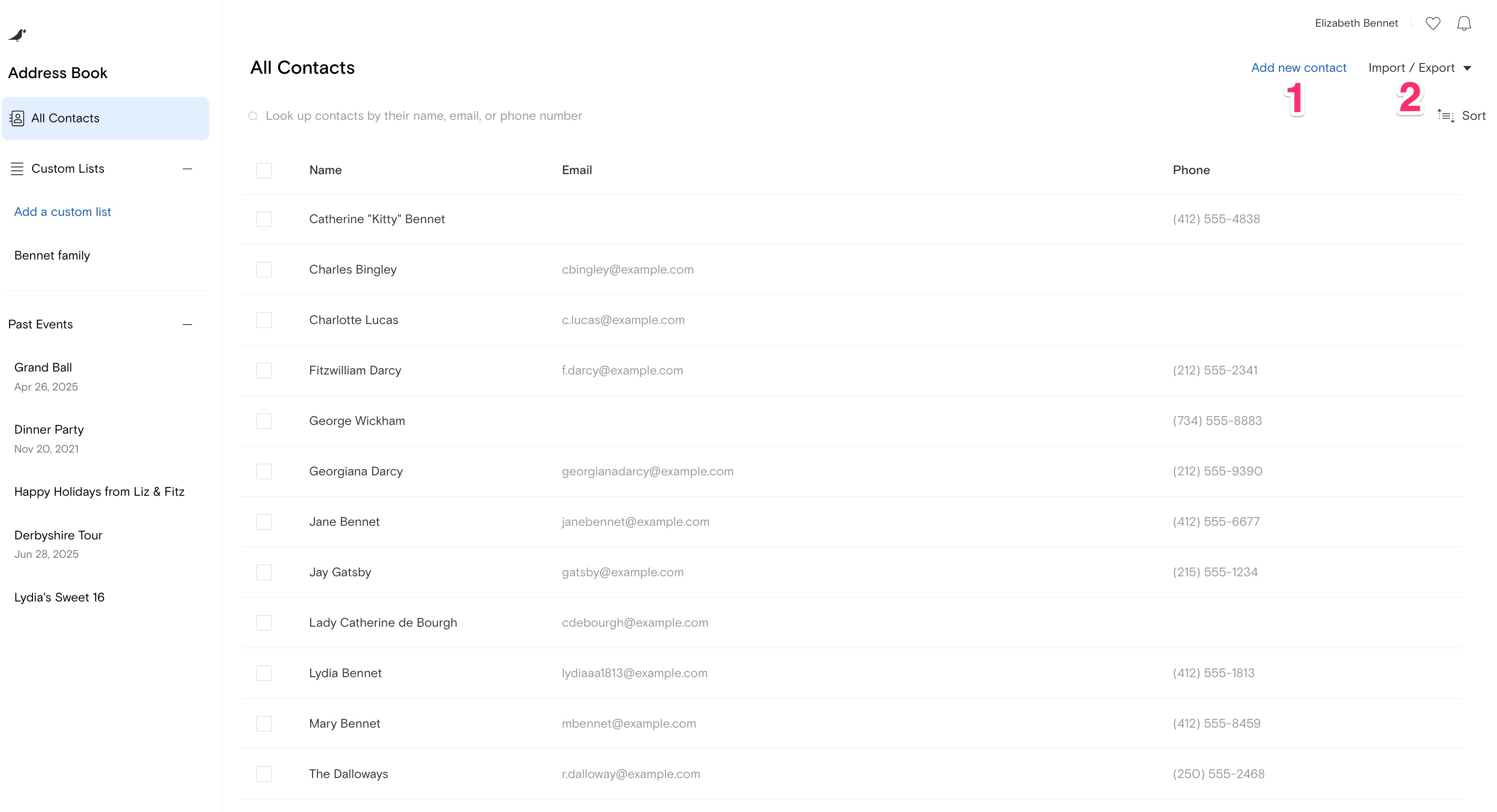 Address book UI breakdown