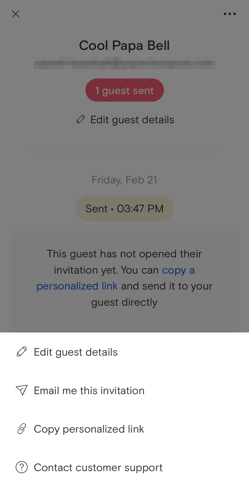 App guest ledger resend ellipsis menu